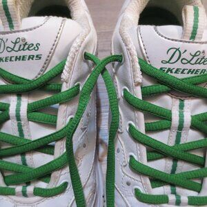 SKECHERS D'Lites DLites Vintage White and Green Fashion Athletic Shoes - 8.5 W